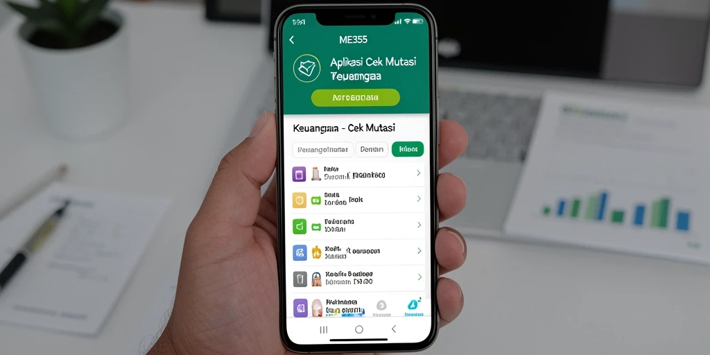 Tampilan antarmuka ME355 menunjukkan fitur Cek Mutasi yang mudah digunakan.