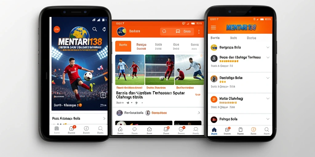 Antarmuka MENTARI138 menunjukkan berita dan statistik olahraga bola.
