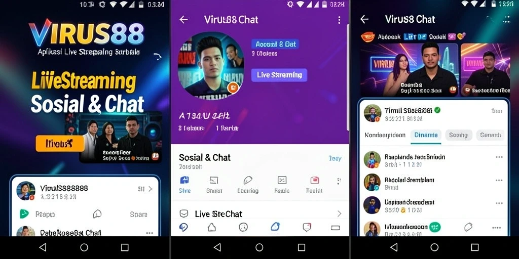 Antarmuka pengguna VIRUS88 yang menarik untuk live streaming mudah digunakan.