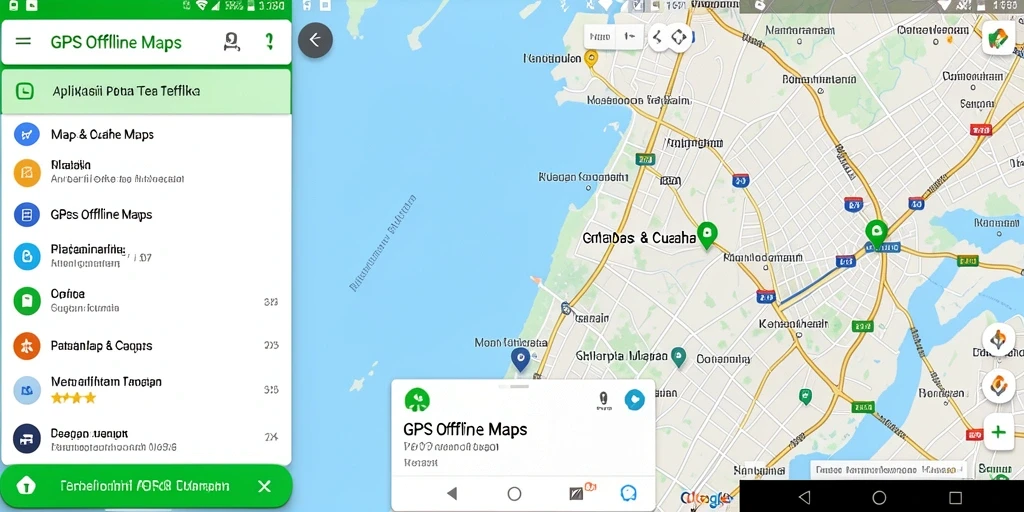 Tampilan antarmuka W67 untuk navigasi GPS Offline Maps.